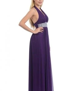 Lenovia - 5115 Crystal Embellished Plunging Halter Dress Formal Gowns 31 Lenovia - 5115 Crystal Embellished Plunging Halter Dress Formal Gowns