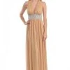 Lenovia - 5115 Crystal Embellished Plunging Halter Dress Formal Gowns