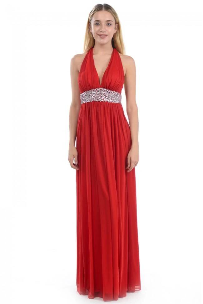 Lenovia - 5115 Crystal Embellished Plunging Halter Dress Formal Gowns 14 Lenovia - 5115 Crystal Embellished Plunging Halter Dress Formal Gowns