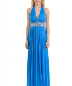 Lenovia - 5115 Crystal Embellished Plunging Halter Dress Formal Gowns 38 Lenovia - 5115 Crystal Embellished Plunging Halter Dress Formal Gowns