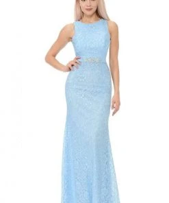 Lenovia - 5169 Crystal Beaded Lace Trumpet Dress