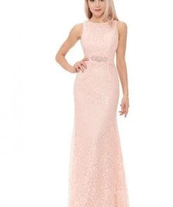 Lenovia - 5169 Crystal Beaded Lace Trumpet Dress