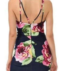 Lenovia - 5181 Floral Printed Halter Trumpet Dress With Slit 10 Lenovia - 5181 Floral Printed Halter Trumpet Dress With Slit