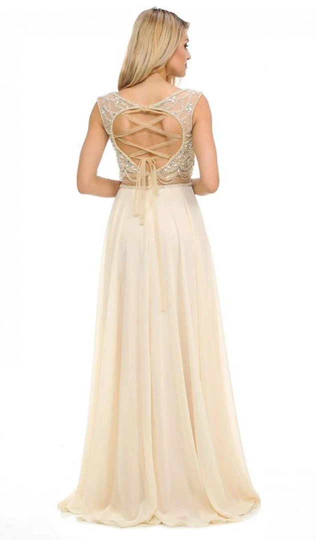 Lenovia - 8121 Crystal Beaded Illusion Bateau Chiffon A-line Dress Formal Gowns 8 Lenovia - 8121 Crystal Beaded Illusion Bateau Chiffon A-line Dress Formal Gowns