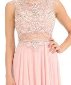 Lenovia - 8121 Crystal Beaded Illusion Bateau Chiffon A-line Dress Formal Gowns 10 Lenovia - 8121 Crystal Beaded Illusion Bateau Chiffon A-line Dress Formal Gowns