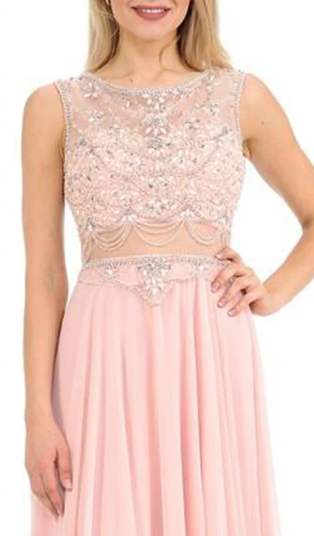 Lenovia - 8121 Crystal Beaded Illusion Bateau Chiffon A-line Dress Formal Gowns 5 Lenovia - 8121 Crystal Beaded Illusion Bateau Chiffon A-line Dress Formal Gowns