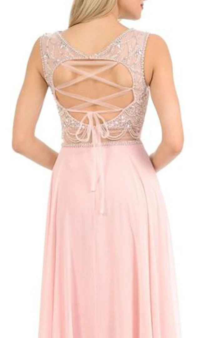 Lenovia - 8121 Crystal Beaded Illusion Bateau Chiffon A-line Dress Formal Gowns 6 Lenovia - 8121 Crystal Beaded Illusion Bateau Chiffon A-line Dress Formal Gowns