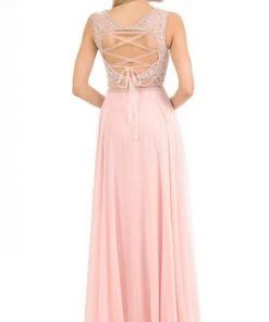 Lenovia - 8121 Crystal Beaded Illusion Bateau Chiffon A-line Dress Formal Gowns 9 Lenovia - 8121 Crystal Beaded Illusion Bateau Chiffon A-line Dress Formal Gowns