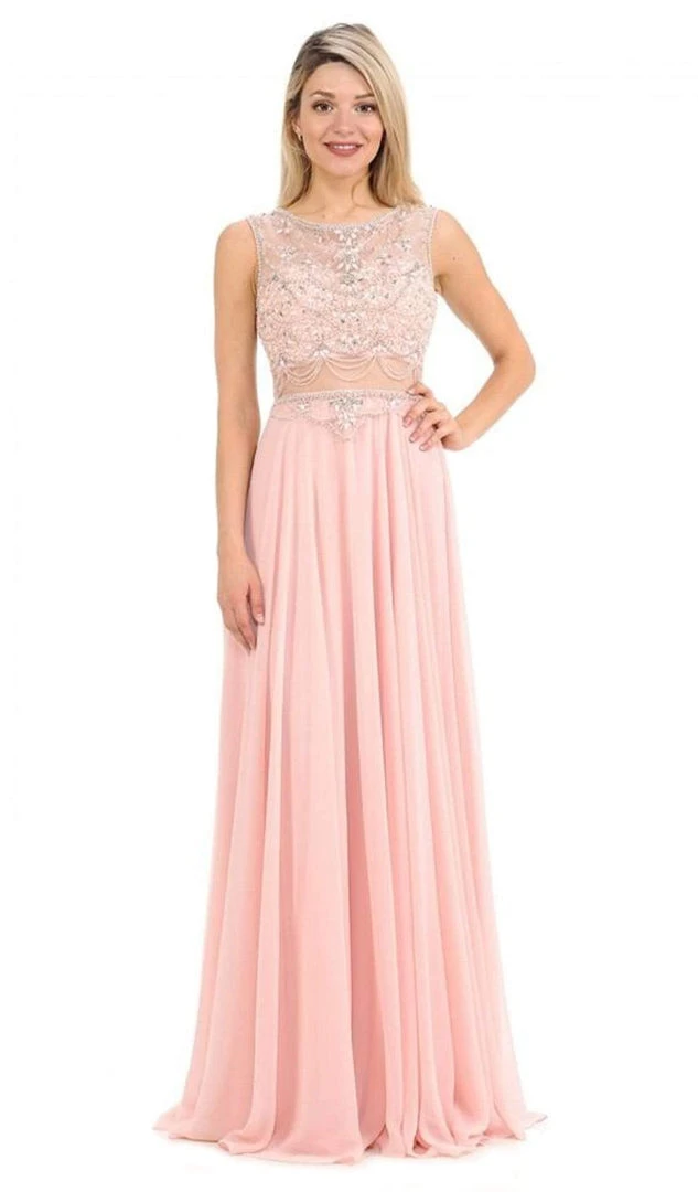 Lenovia - 8121 Crystal Beaded Illusion Bateau Chiffon A-line Dress Formal Gowns 3 Lenovia - 8121 Crystal Beaded Illusion Bateau Chiffon A-line Dress Formal Gowns