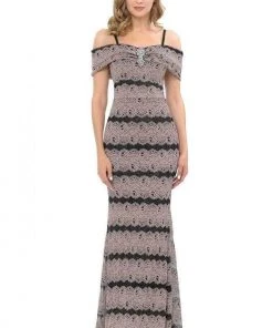 Formal Gowns Lenovia - Cold Shoulder Lace Evening Dress 5216 - 1 Pc Royal In Size XL Available