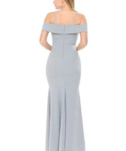 Formal Gowns Lenovia - Long Off Shoulder Ruffle Trimmed Dress 5206