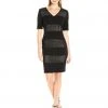 London Times - T2293M Short Sleeve Banded Sheath Dress Cocktail Dresses