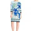 London Times - T2599MJC Quarter Sleeve Abstract Floral Dress