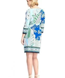 London Times - T2599MJC Quarter Sleeve Abstract Floral Dress