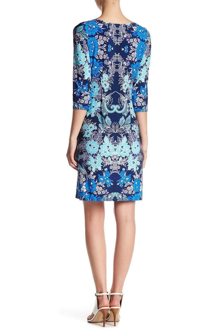 London Times - T2714MNR Quarter Sleeve Bateau Floral Dress 4 London Times - T2714MNR Quarter Sleeve Bateau Floral Dress