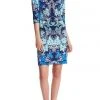 London Times - T2714MNR Quarter Sleeve Bateau Floral Dress 2 London Times - T2714MNR Quarter Sleeve Bateau Floral Dress