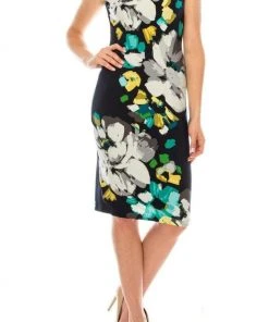 London Times - T3252P Floral Jewel Cocktail Dress Cocktail Dresses