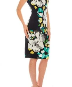 London Times - T3252P Floral Jewel Cocktail Dress Cocktail Dresses