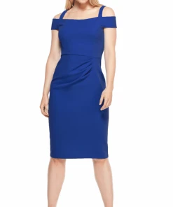 Plus Size Dresses London Times - T3354M Off Shoulder Knee Length Dress