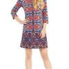 London Times - T3427M Paisley Print Quarter Sleeve Shift Dress Cocktail Dresses