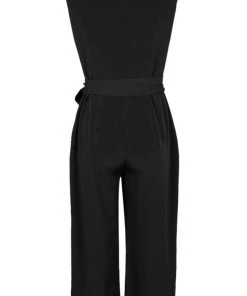 Plus Size Dresses London Times - T3561MXD Sleeveless Tie-Waist Cropped Leg Jumpsuit