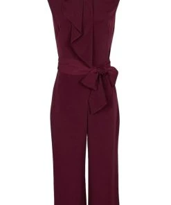 Plus Size Dresses London Times - T3561MXD Sleeveless Tie-Waist Cropped Leg Jumpsuit