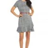 London Times - T3562M Chequered Jewel A-Line Cocktail Dress 2 London Times - T3562M Chequered Jewel A-Line Cocktail Dress