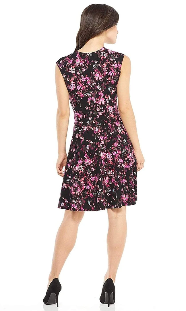 Cocktail Dresses London Times - T3571M Floral Print Jewel A-Line Stretch Crepe Dress 4 Cocktail Dresses London Times - T3571M Floral Print Jewel A-Line Stretch Crepe Dress