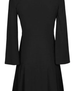London Times - T3732M Long Sleeve V-Neck Solid Jersey Short Dress