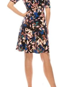 London Times - T3760M Floral Bateau A-Line Cocktail Dress