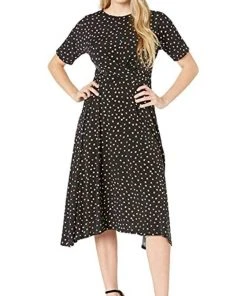 Plus Size Dresses London Times - T3806M Printed High Low A-Line Dress