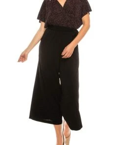 London Times - T3834M Two Toned V-Neck Jumpsuit Plus Size Dresses