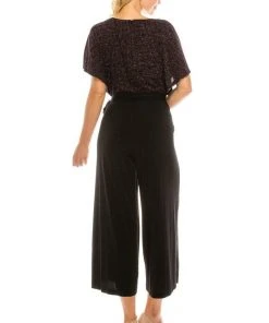 London Times - T3834M Two Toned V-Neck Jumpsuit Plus Size Dresses