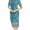 London Times - T3864M Quarter Sleeve Multi Print Tea Length Dress Cocktail Dresses