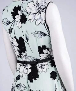 London Times - T3993M Sleeveless Floral Print Crepe A-Line Dress