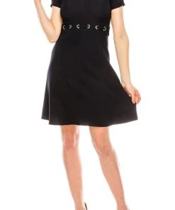 London Times - T4014M Short Sleeve V Neck Casual Dress Plus Size Dresses