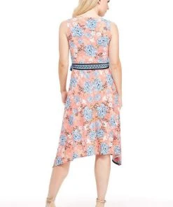 London Times - T4184M Floral Print V-Neck A-Line Dress Cocktail Dresses