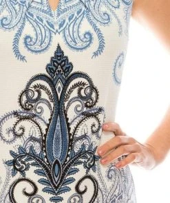 London Times - T4217M Cap Sleeve Cutout Print Sheath Dress