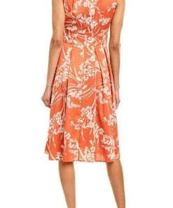 London Times - T4508M Knee Length Floral Print Tie Front Satin Dress