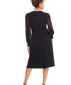 Mother Of The Bride London Times - T4547M V-Neck Long Sleeves A-Line Dress