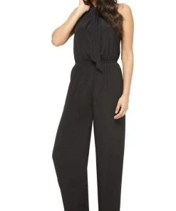 Plus Size Dresses London Times - T4564M Halter Tie Jumpsuit