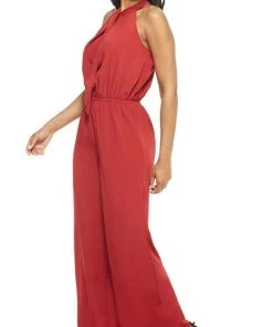 Plus Size Dresses London Times - T4564M Halter Tie Jumpsuit