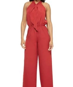 Plus Size Dresses London Times - T4564M Halter Tie Jumpsuit