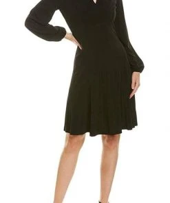 Cocktail Dresses London Times - T4633M Long Bishop Sleeve Fit And Flare Dress