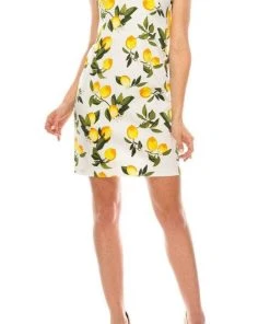 Cocktail Dresses London Times - T4643M Sleeveless Lemon Print Short Dress