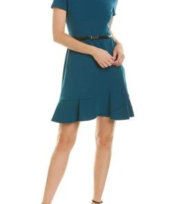 London Times - T4681M Short Sleeve Ruffle Hem Short A-Line Dress Cocktail Dresses 11 London Times - T4681M Short Sleeve Ruffle Hem Short A-Line Dress Cocktail Dresses