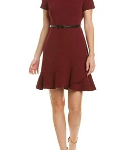 London Times - T4681M Short Sleeve Ruffle Hem Short A-Line Dress Cocktail Dresses