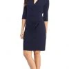 Cocktail Dresses London Times - T4703M Collared Wrap Style Sheath Dress