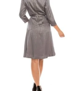 London Times - T4791M Three Quarter Sleeve Twill Faux Wrap Dress Cocktail Dresses