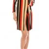 London Times - T4797M Long Sleeve Multi-Color Striped Shift Dress 2 London Times - T4797M Long Sleeve Multi-Color Striped Shift Dress